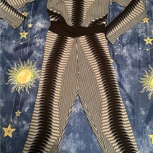 Black and White Striped Jumpsuit